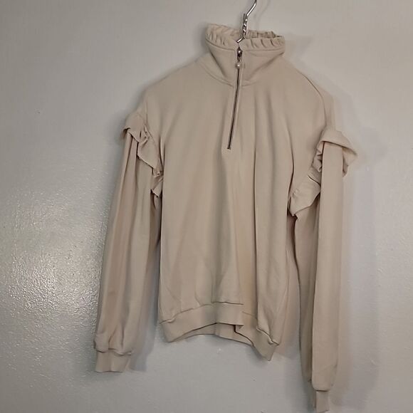 Cami NYC Margaret ruffle-trimmed Pearl Zipper French cotton-terry sweater - Picture 4 of 16